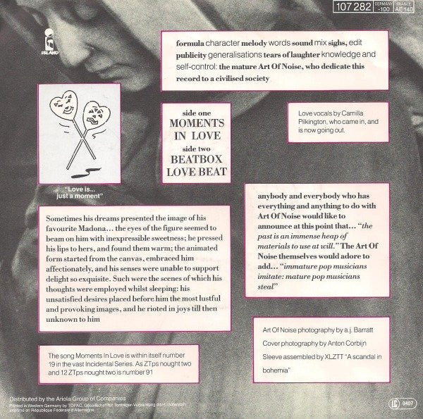 The Art Of Noise : Moments In Love (7", Single, RE)