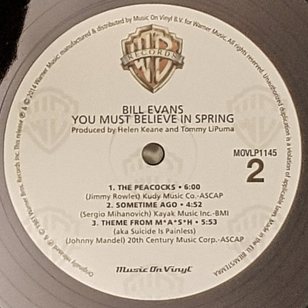 Bill Evans : You Must Believe In Spring (LP, Album, RE, 180)