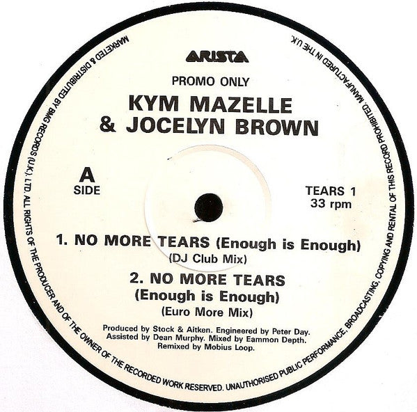Kym Mazelle & Jocelyn Brown : No More Tears (Enough Is Enough) (2x12", Promo)
