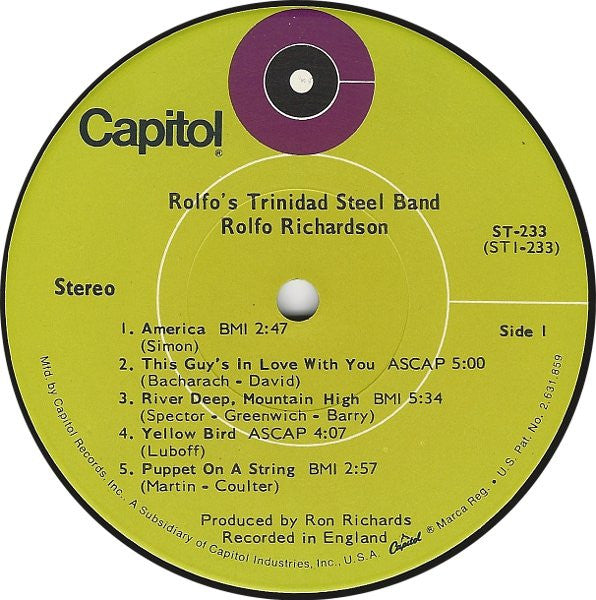 Rolfo's Trinidad Steel Band : Mrs. Robinson (LP)