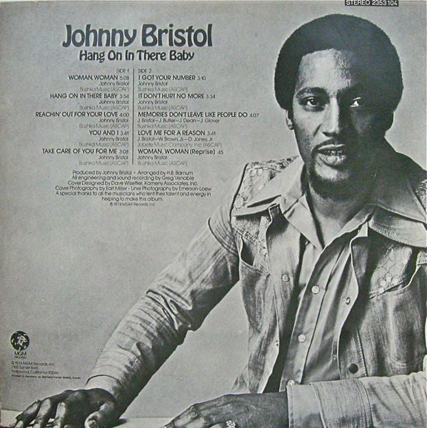 Johnny Bristol : Hang On In There Baby (LP, Album)