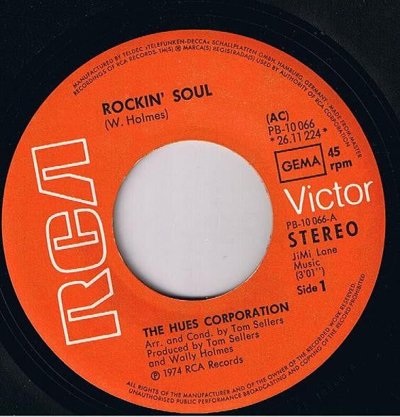 The Hues Corporation : Rockin' Soul (7", Single)