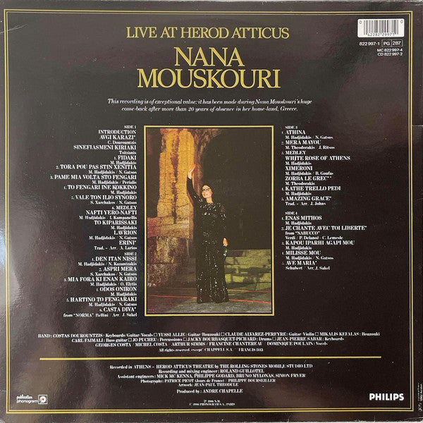 Nana Mouskouri : Live At Herod Atticus (2xLP, Album, Gat)