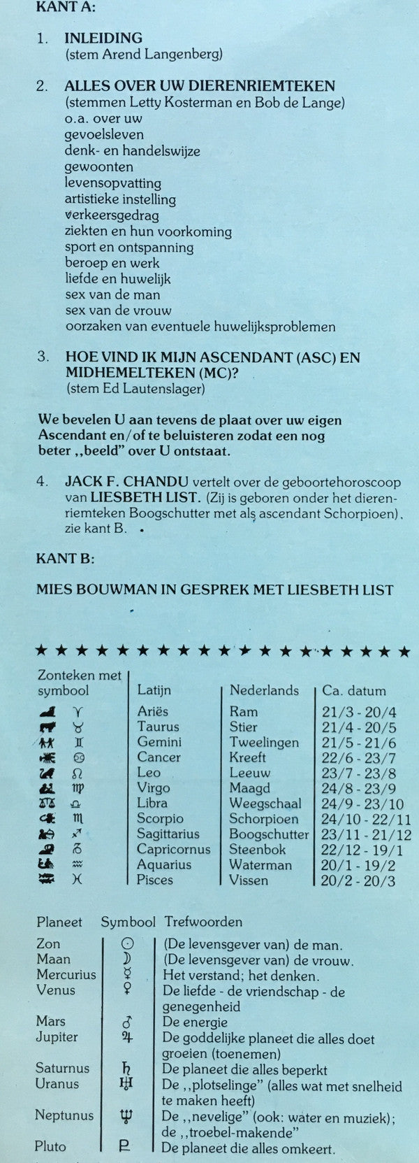 No Artist : Het Staat In Uw Sterren / Boogschutter (LP)