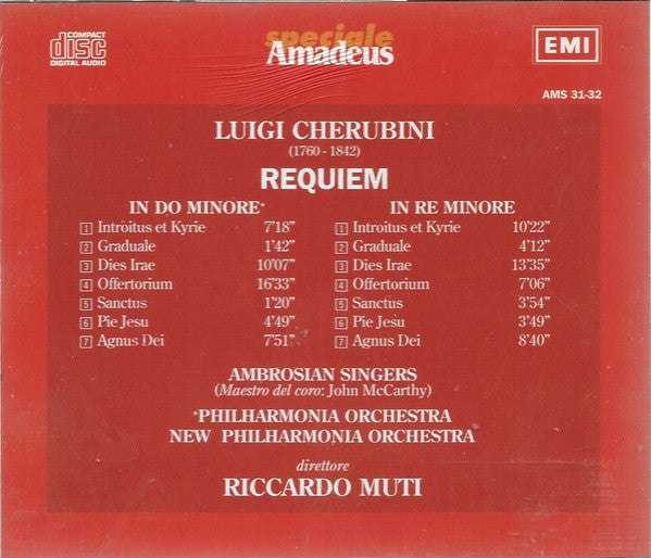 Luigi Cherubini - The Ambrosian Singers, New Philharmonia Orchestra, Philharmonia Orchestra, Riccardo Muti : I Requiem (2xCD, Comp)