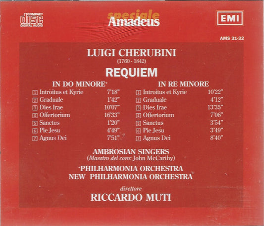 Luigi Cherubini - The Ambrosian Singers, New Philharmonia Orchestra, Philharmonia Orchestra, Riccardo Muti : I Requiem (2xCD, Comp)