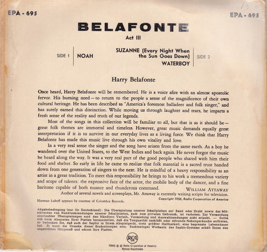 Harry Belafonte : Act 3 (7", EP)