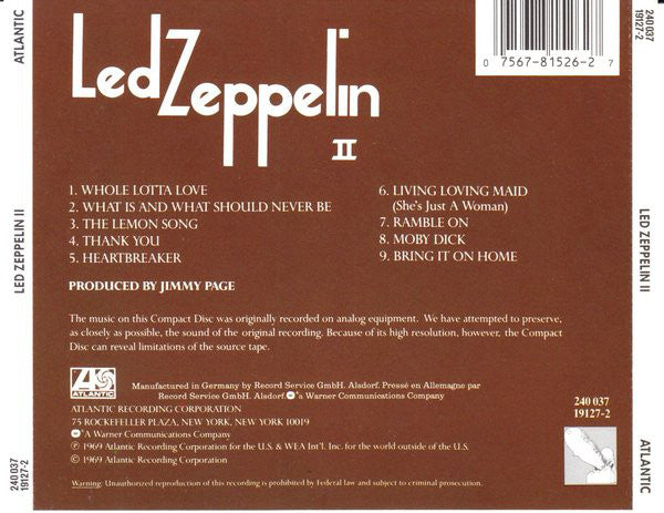 Led Zeppelin : Led Zeppelin II (CD, Album, RE)