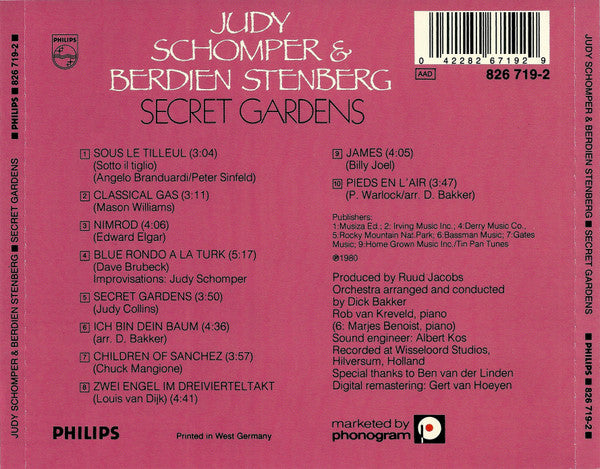Judy Schomper & Berdien Stenberg : Secret Gardens (CD, Album)