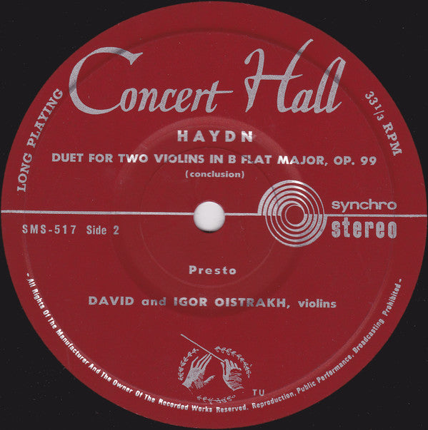 David Oistrach Und Igor Oistrach Spielen Joseph Haydn : Violinduett In B-Dur (7")