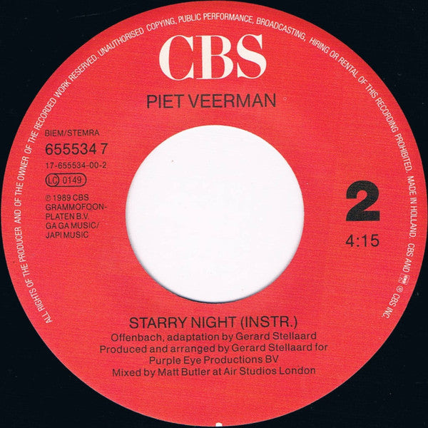 Piet Veerman : Starry Night  (7", Single)