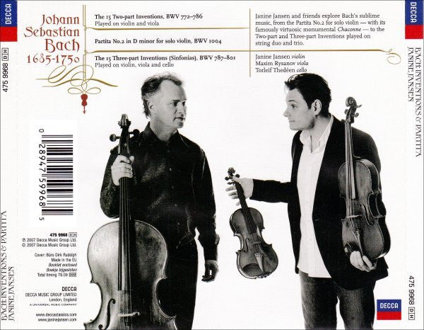 Johann Sebastian Bach - Janine Jansen, Maxim Rysanov, Torleif Thedéen : Inventions & Partita (CD, Album)