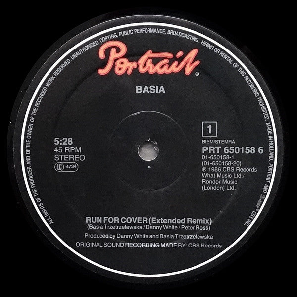 Basia : Run For Cover (12", Maxi)
