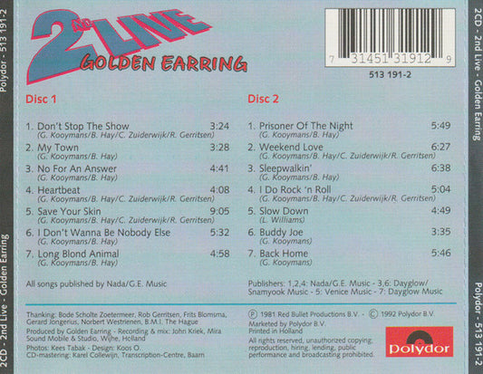 Golden Earring : 2nd Live (2xCD, Album)