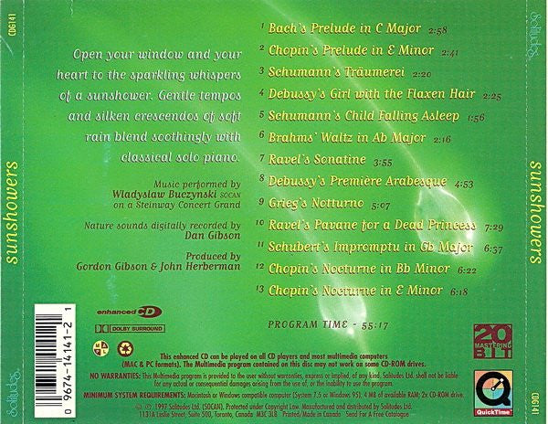 Dan Gibson, Wladyslaw Buczynski : Sunshowers - Solo Classical Piano (CD, Album, Enh)