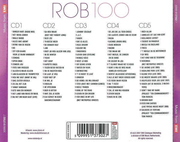 Rob De Nijs : Rob 100 - Het Mooiste En Het Beste Van Rob De Nijs (5xCD, Comp)