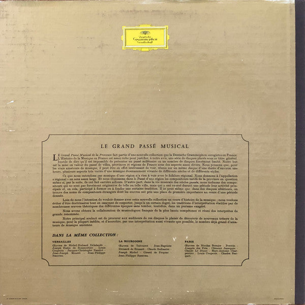 Various : Le Grand Passé Musical De La Provence  (LP)