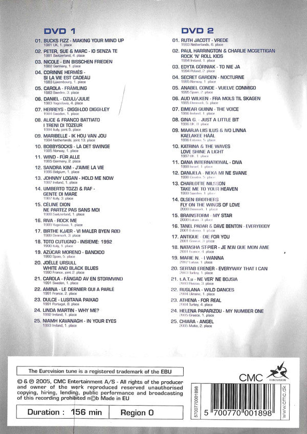 Various : Congratulations 50 Years Of The Eurovision Song Contest (All The Winners + Favourites 1981 2005) (2xDVD, Comp)