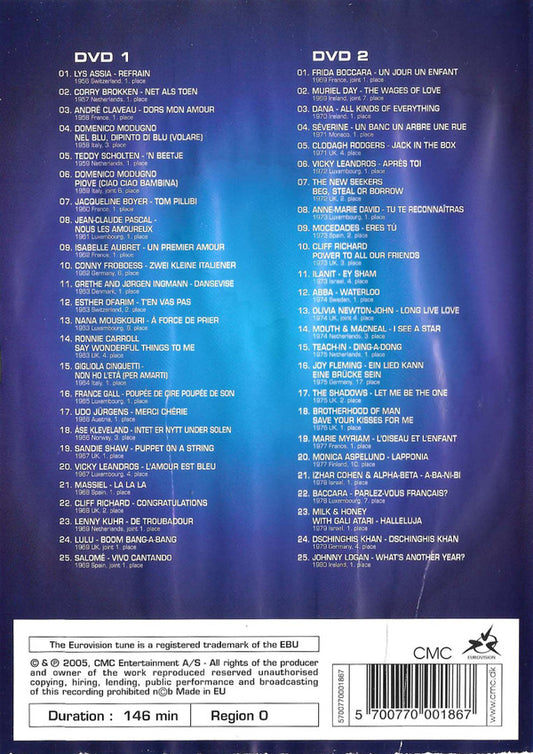 Various : Congratulations 50 Years Of The Eurovision Song Contest (All The Winners + Favourites 1956 1980) (2xDVD, Comp)