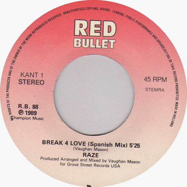 Raze : Break 4 Love (7", Single)