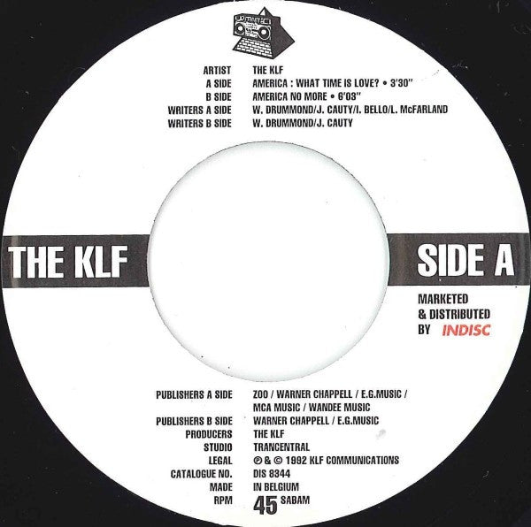 The KLF : America: What Time Is Love? (7", Single)