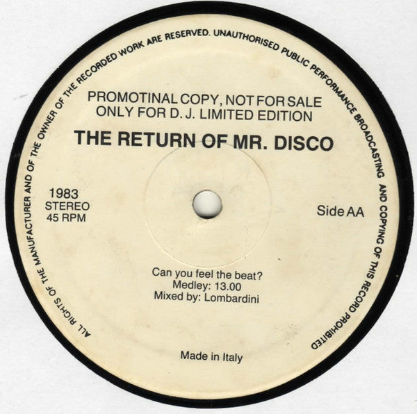 Various : The Return Of Mr. Disco (12", Ltd, Promo, Unofficial)