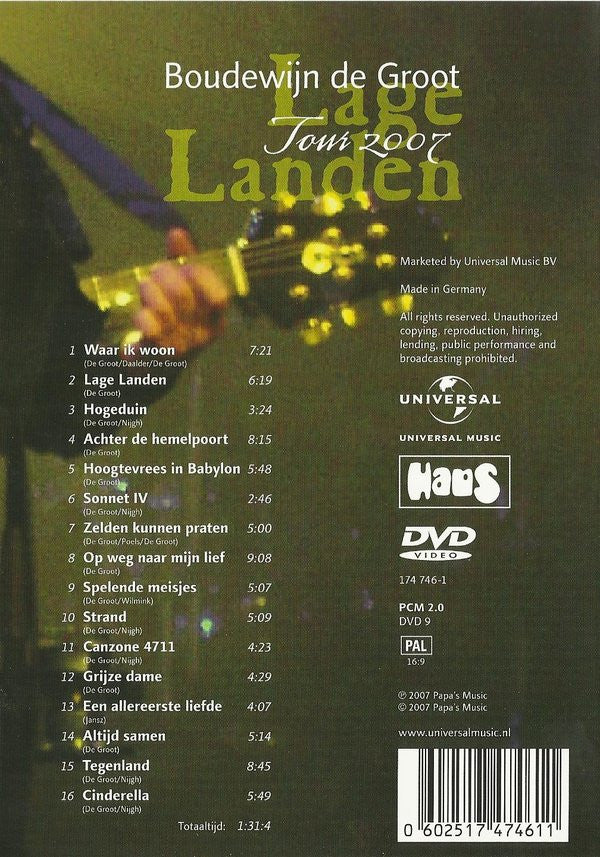 Boudewijn De Groot : Lage Landen Tour 2007 (DVD-V, PAL)