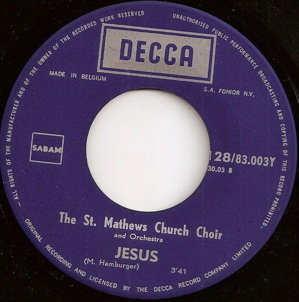 Jeremy Faith And The Saint Mathews Church Choir And Orchestra : Jesus (7", Single, Blu)