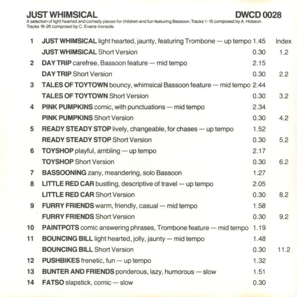 Anthony Hobson / Chris Evans-Ironside : Just Whimsical (CD, Comp)