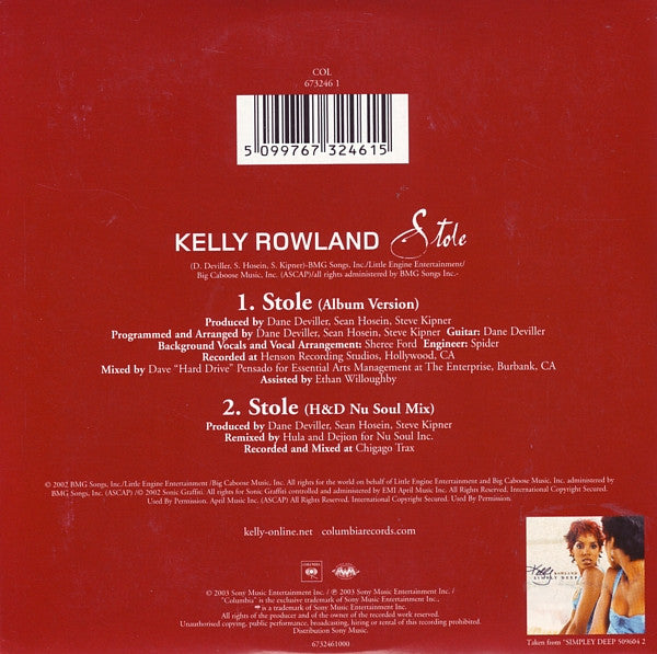 Kelly Rowland : Stole (CD, Single)