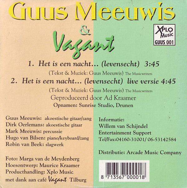 Guus Meeuwis & Vagant : Het Is Een Nacht... (Levensecht) (CD, Single)