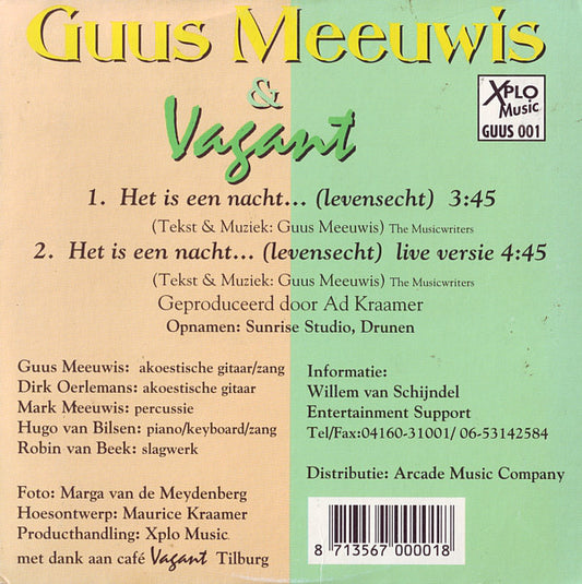 Guus Meeuwis & Vagant : Het Is Een Nacht... (Levensecht) (CD, Single)
