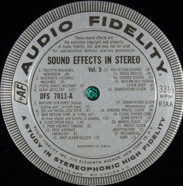 No Artist : Sound Effects Volume 3 (LP)