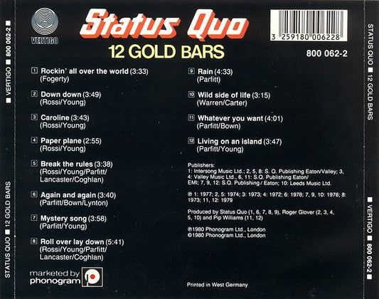 Status Quo : 12 Gold Bars (CD, Comp, RP, Blu)