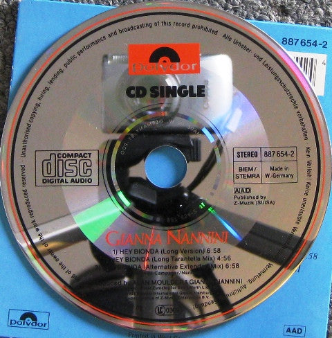 Gianna Nannini : Hey Bionda (CD, Single, Car)