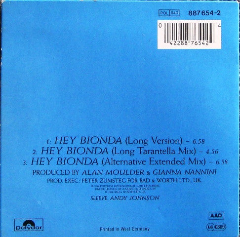 Gianna Nannini : Hey Bionda (CD, Single, Car)