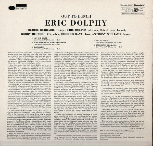 Eric Dolphy : Out To Lunch! (LP, Album, RE)