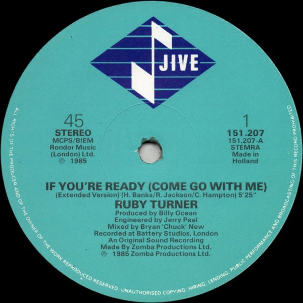 Ruby Turner With Jonathan Butler : If You're Ready (Come Go With Me) (12")
