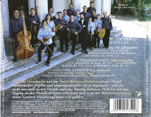 Antonio Vivaldi, Giuliano Carmignola, Venice Baroque Orchestra, Andrea Marcon : Die Vier Jahreszeiten - 3 Konzerte Für Violine & Orchester (Ersteinspielung) (CD, Album)