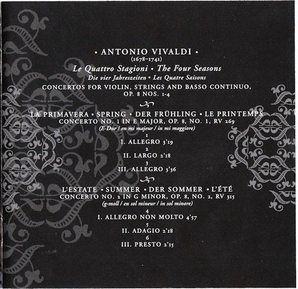 Antonio Vivaldi, Giuliano Carmignola, Venice Baroque Orchestra, Andrea Marcon : Die Vier Jahreszeiten - 3 Konzerte Für Violine & Orchester (Ersteinspielung) (CD, Album)
