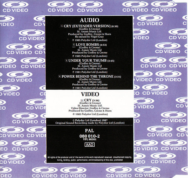 Godley & Creme : Cry (CDV, 5", Single, PAL)