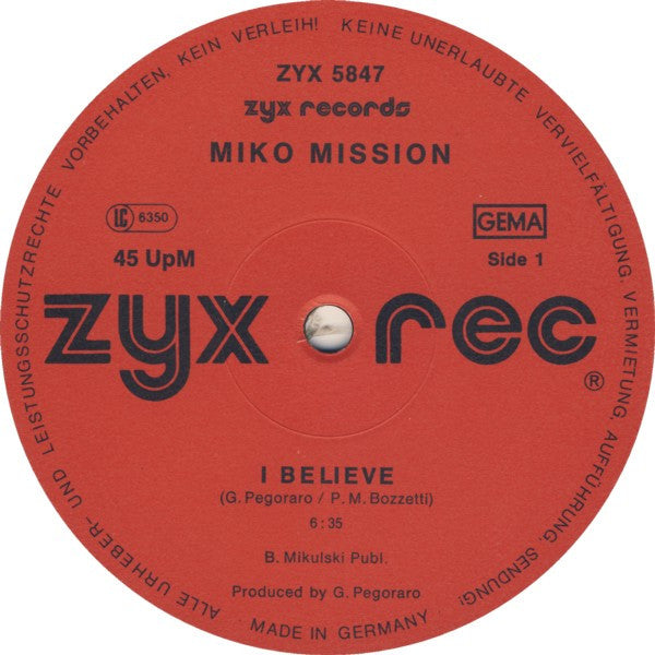 Miko Mission : I Believe (12")