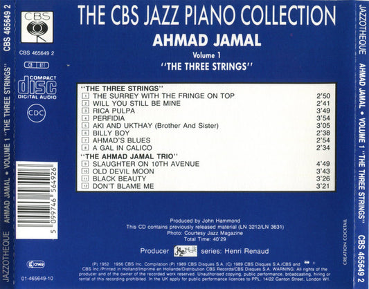 Ahmad Jamal : Volume 1 The Three Strings (CD, Comp, Mono)