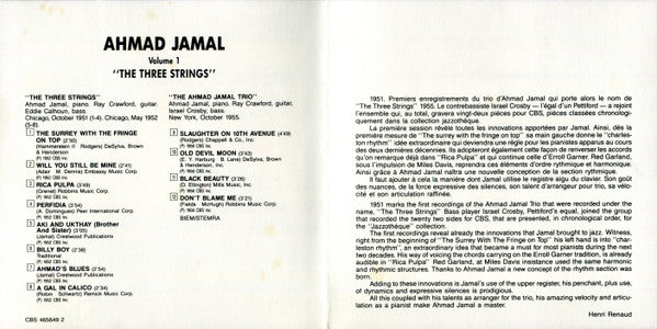 Ahmad Jamal : Volume 1 The Three Strings (CD, Comp, Mono)