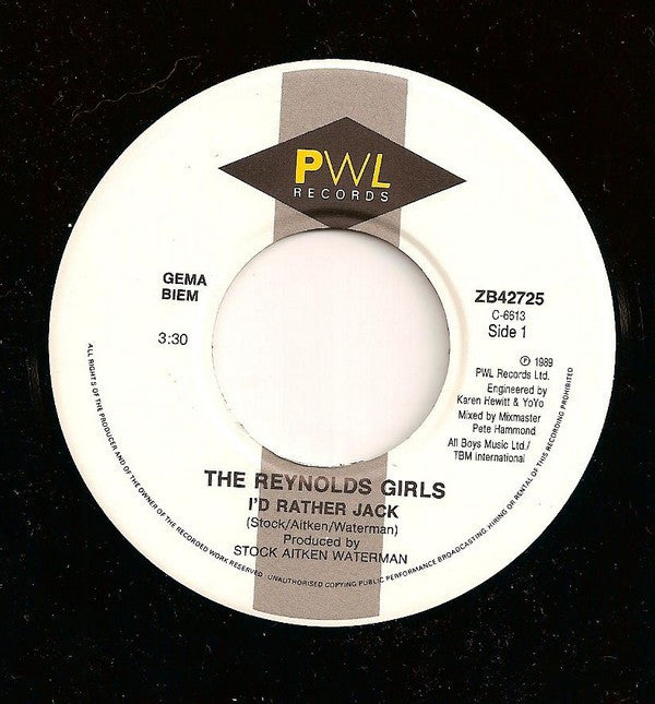The Reynolds Girls : I'd Rather Jack (7", Single)