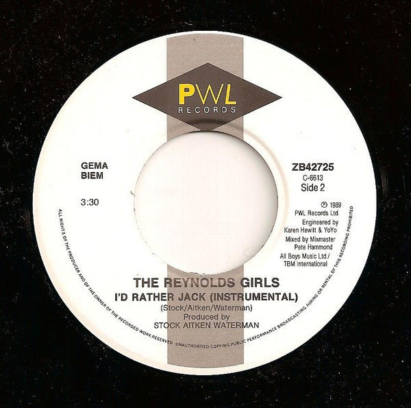 The Reynolds Girls : I'd Rather Jack (7", Single)