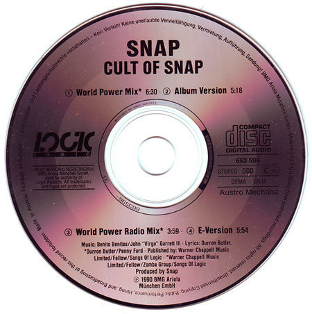 Snap! : Cult Of Snap (CD, Maxi, Ver)