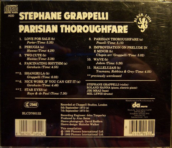 Stéphane Grappelli : Parisian Thoroughfare (CD, Album, RE)