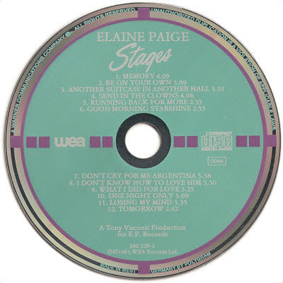 Elaine Paige : Stages (CD, Album, Tar)