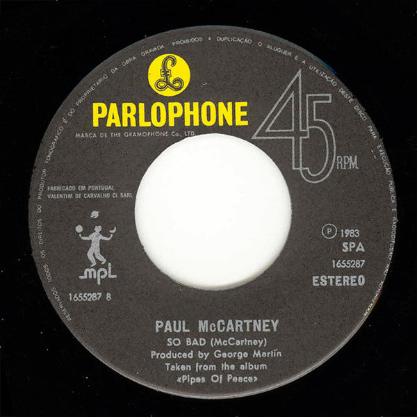 Paul McCartney : Pipes Of Peace (7", Single)